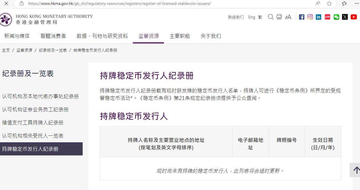 香港金管局辟谣：现时没有离岸人民币稳定币在香港发行